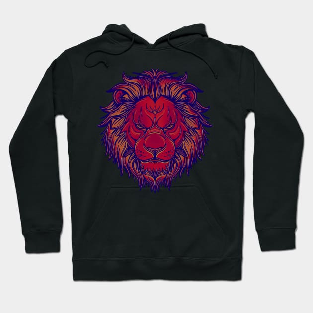 Red lion face with warm highlights Hoodie by DaveDanchuk